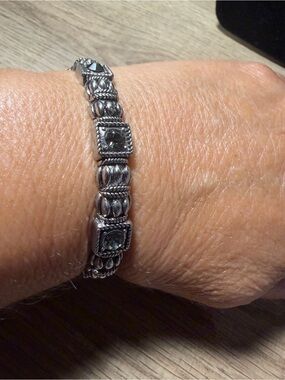 paparazzi Silver Bracelet with Black Stones